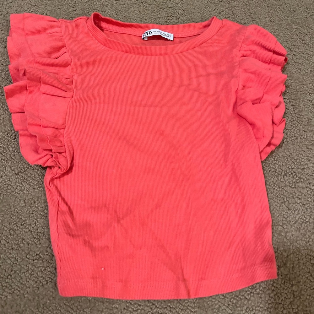 Zara coral ruffle top